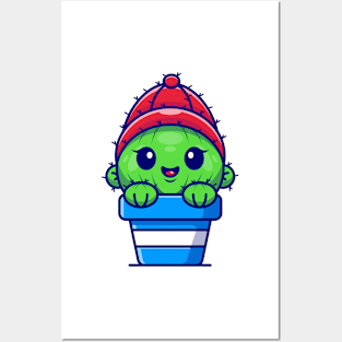 Cute baby cactus cartoon design Posters and Art